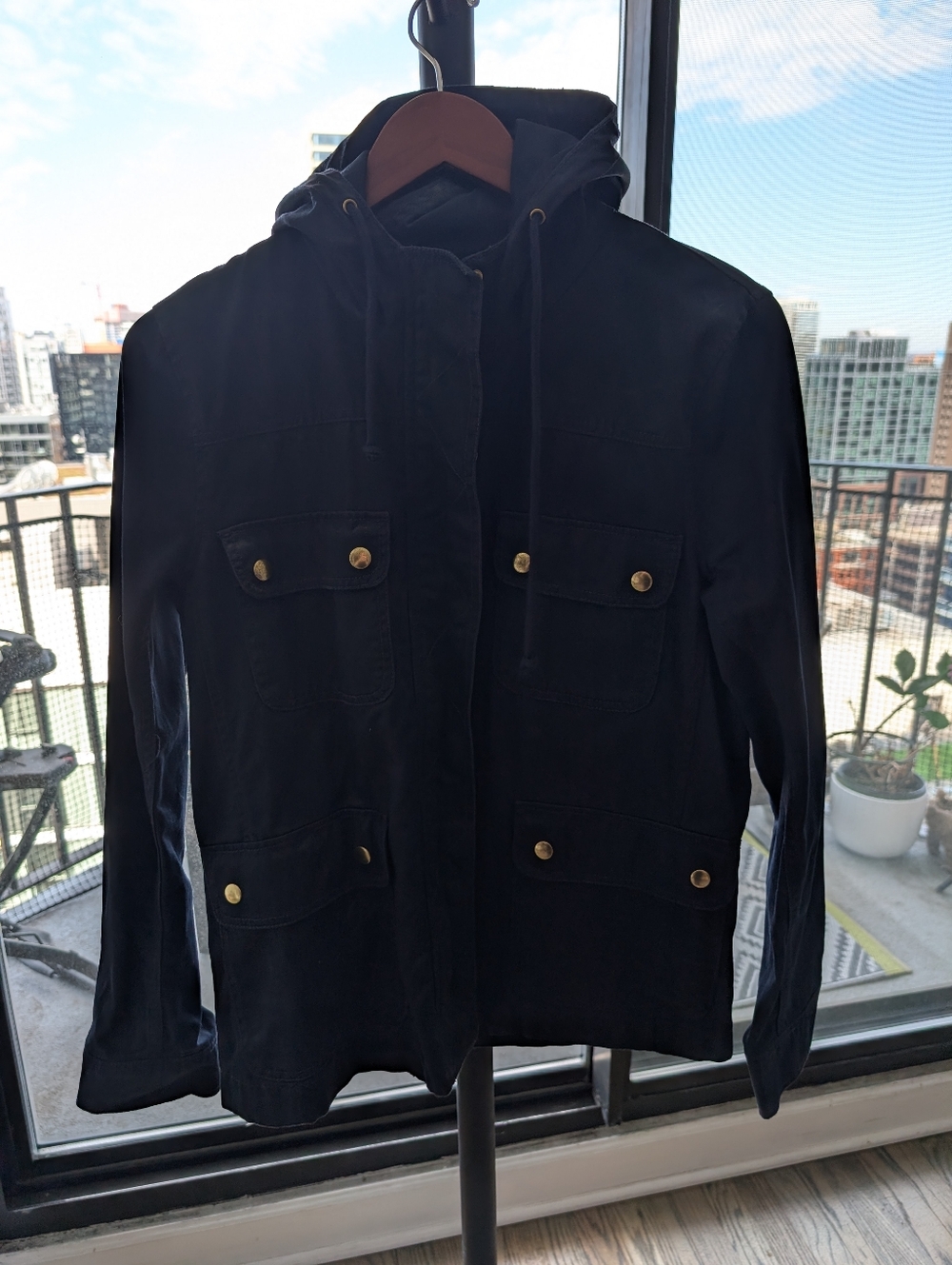 J. Crew Navy Jacket with Gold-Tone Zipper